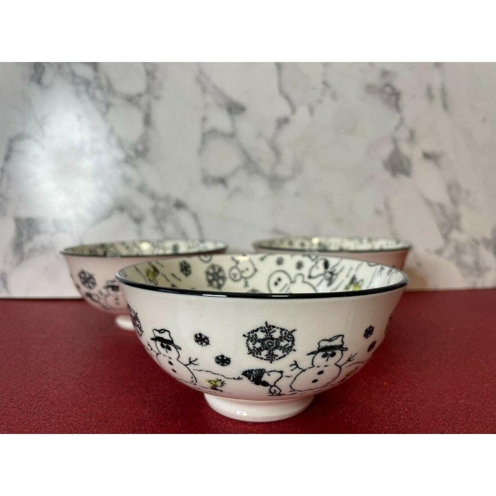NWOT Set of 3 Peanuts Snowman Sauce Bowl 4.5" x 4.5" x 2.5"